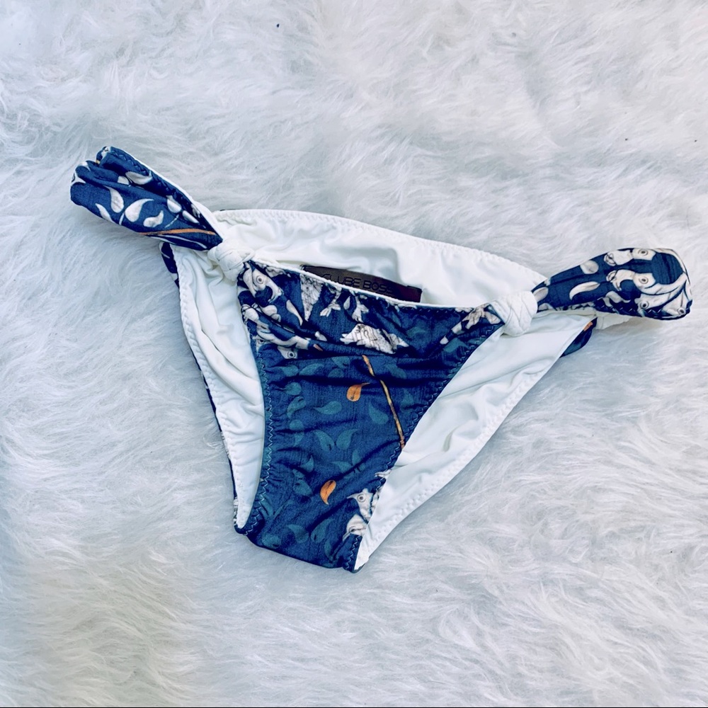NWT Reversible Clube Bossa Bikini Bottoms Anthropologie White Blue Boho Print